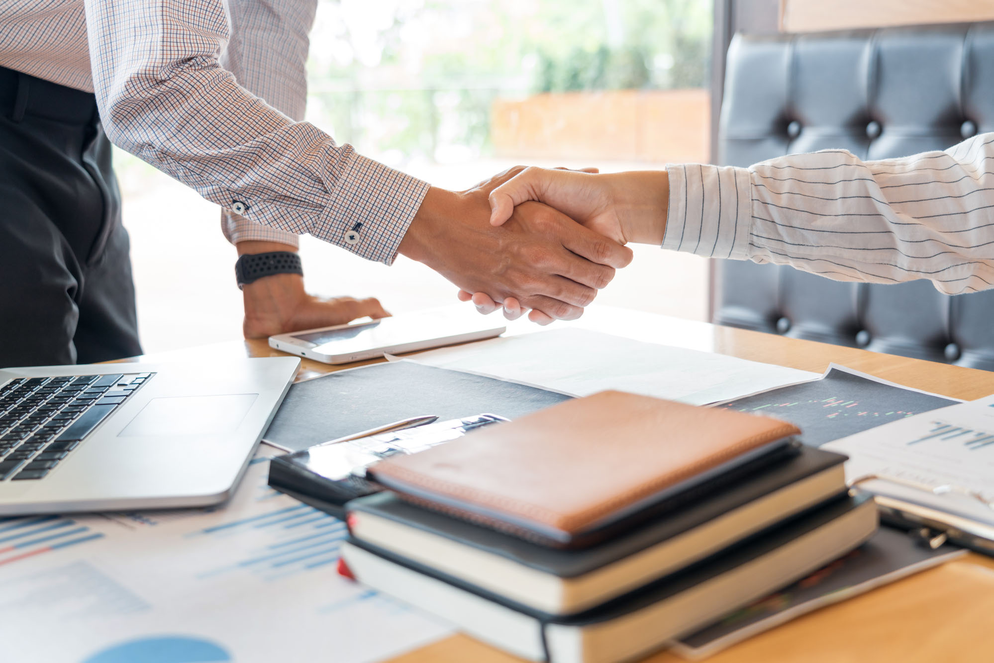 Business Meeting agreement Handshake concept, Hand holding after